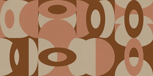 Abstracte retro geometrie in lichtbruin, wit, bruin.