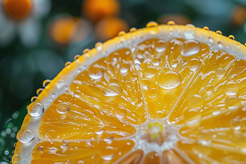 Gros plan d'un citron avec des gouttes d'eau par Art & Soul Creations