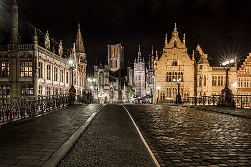 Sint-Michielsbrug in Gent by night