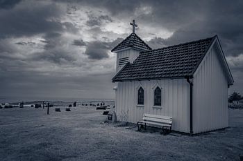 Varhaug Kirke in Schwarz und Weiß