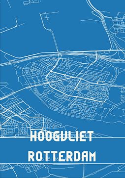 Blauwdruk | Landkaart | Hoogvliet Rotterdam (Zuid-Holland) van Rezona
