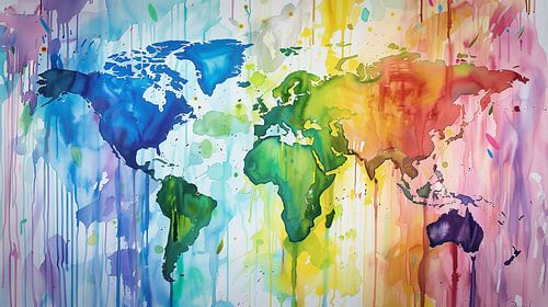 World map in rainbow colours