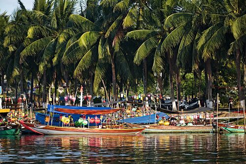 Paysage tropical avec bateaux et lanternes sur Frank Photos