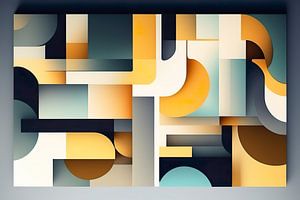 3d geometric abstract art, retro style sur Dreamy Faces