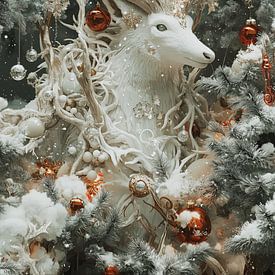 Magische Weihnachten Kunst weiß Rentier schneeweiß von Mel Digital Art
