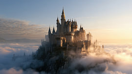 Panorama du château dans les nuages sur TheXclusive Art