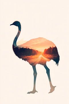 Stokstaartje in de zonsondergang van Poster Art Shop