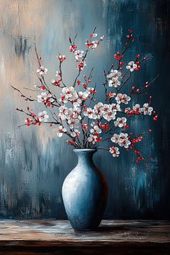 Blumen Stillleben Blau | Flüsternde Azurblaue Ruhe von Kunst Laune