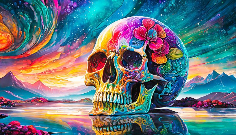 Totenkopf mit Regenbogenfarben von Mustafa Kurnaz