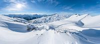 Panoramazicht vanaf de Toreck naar de Allgäuer Alpen en het Kleinwalsertal met de Hohen Ifen