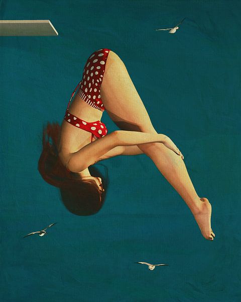 Painting of a Girl Diving by Jan Keteleer (JanKé): A Journey Beyond the Canvas