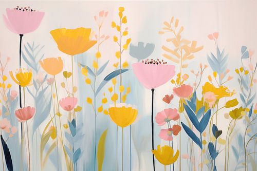 Abstract, Berm Bloemen in Pastelkleuren