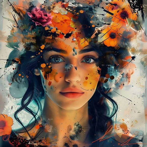 Montage libre d'une jeune femme avec des fleurs par StudioMaria.nl