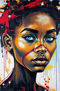 Afrikanische Schönheit mit blauen Augen und Gesichtsbemalung