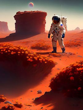 Een Amerikaanse astronaut op Mars van Retrotimes