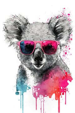 Koala in het roze van Poster Art Shop
