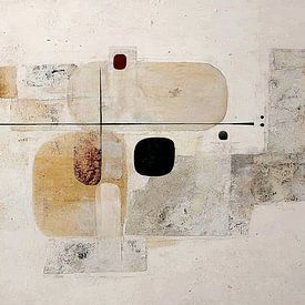 Organische vormen met structuur in beige kleuren van Digital Picture Art