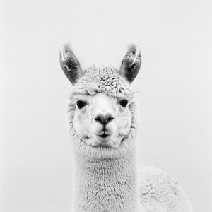 Lama in Schwarz-Weiß