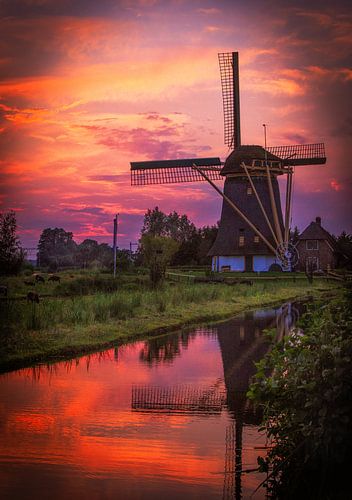 Windmill at sunset 