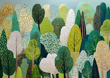 Bomen Bos | Forest of Vibrant Patterns van I ❤ Bloemen