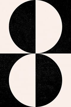 Zwart en wit minimalistisch geometrisch affiche met cirkels 2_8 van Dina Dankers