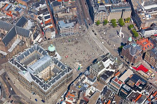 Luchtfoto Koninklijk Paleis Amsterdam en de Dam