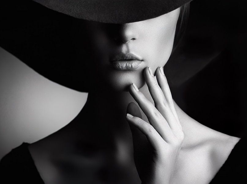 woman with hat by David Potter
