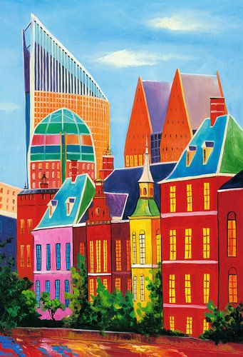Gemälde der Skyline von Den Haag von Kunst Laune