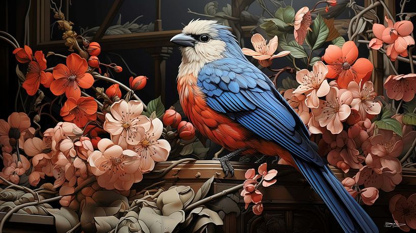 Zeichnung eines Vogels von Gelissen Artworks