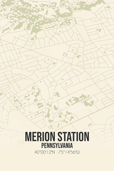 Carte ancienne de Merion Station (Pennsylvanie), USA. par Affiches de lieux