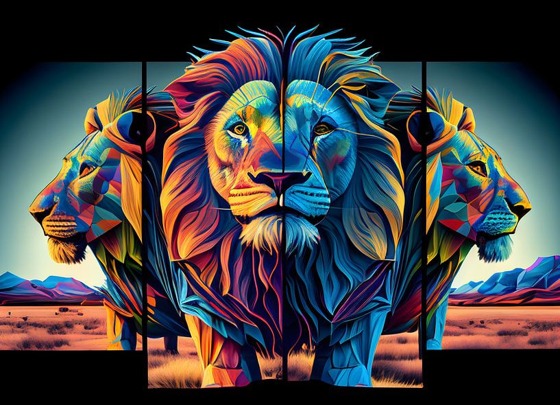 Slovenië kleurstof Museum The Lion King | Schilderij Leeuwen | Schilderij Dieren | 3D van AiArtLand  op canvas, behang en meer