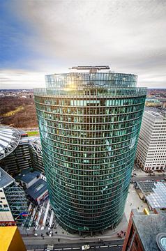 Berlijn Potsdamer Platz - Glazen gevel van bovenaf van Alexander Baumann