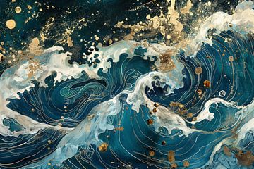 Golvende zee abstract van Bert Nijholt