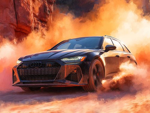 Schwarzer Audi RS6 im Kinostil