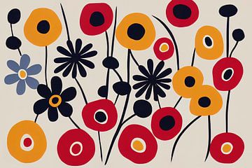 Kleurrijk bloemenpatroon in de stijl van Marimekko III van Whale & Sons