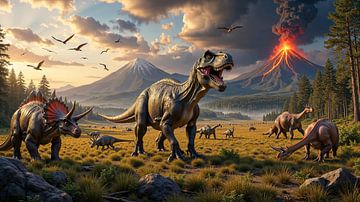 VULKARYON: Ein Tyrannosaurus Rex und andere Dinosaurier erleben einen Vulkanausbruch von INFERAURUM