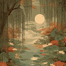 Naturidyll mit Seerosen am Fluss von Pixelbull Design