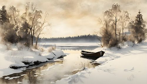 Swedish lake with boat