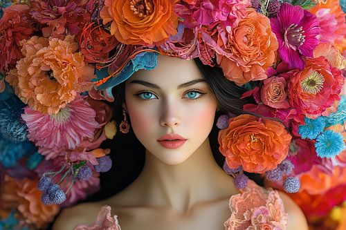 vrouw met bloemen fantasie