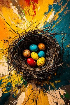 Kleurrijke eieren in een nest van Imperial Art House
