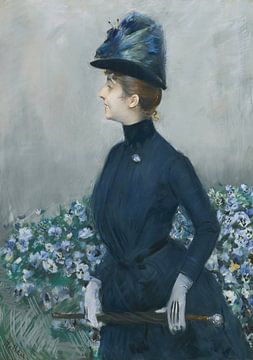 Paul César Helleu - De vrouw met de bloemen (Portret van Mathilde See) van Peter Balan