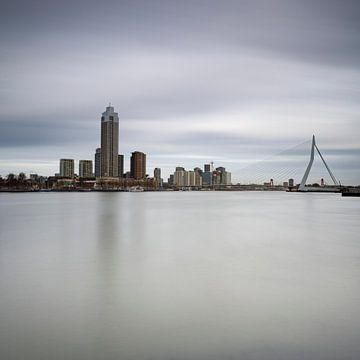 Rotterdam skyline met de Erasmusbrug. van Johan Cusseneers