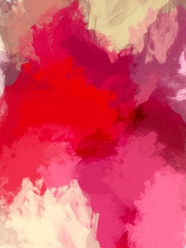 Colorful abstract painting in red, bright pink, purple and white by Abstract Minimalist Art