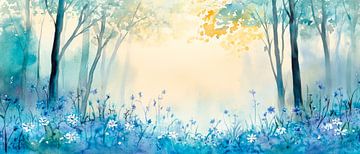 Betoverend boslandschap in de mist van Poster Art Shop