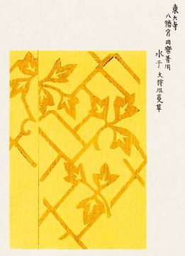 Japanese vintage art ukiyo-e. Yellow Woodblock print by Tagauchi Tomoki. by Dina Dankers