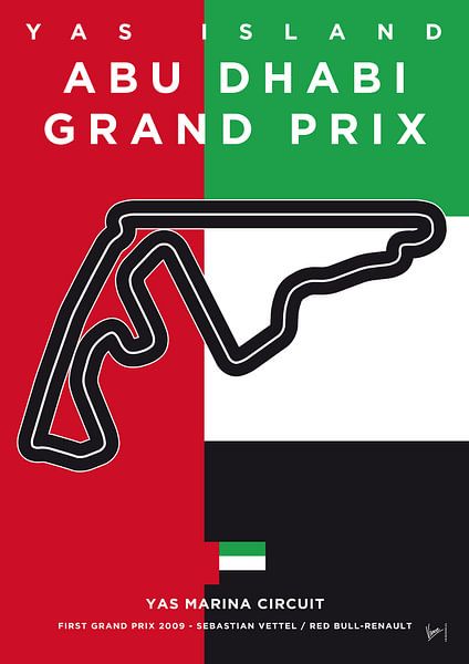 My F1 YAS MARINA Race Track Minimal Poster van Chungkong Art