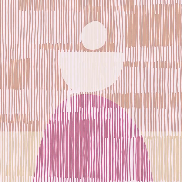 Golden Balance Japandi Abstract Warm Beige by Mad Dog Art