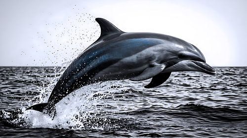 Majestic Jumping Bottlenose Dolphin Ocean Photography Wall Art