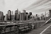NYC manhattan as seen from the Brooklyn Bridge.