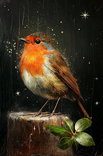 Roodborstje in de nacht